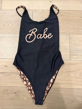 Babe Black One-Piece Reversible Swimsuit